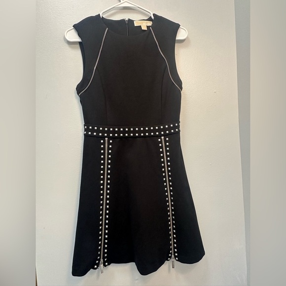 MICHAEL Michael Kors Black A-Line Dress Mock Neck Cocktail - Picture 1 of 8